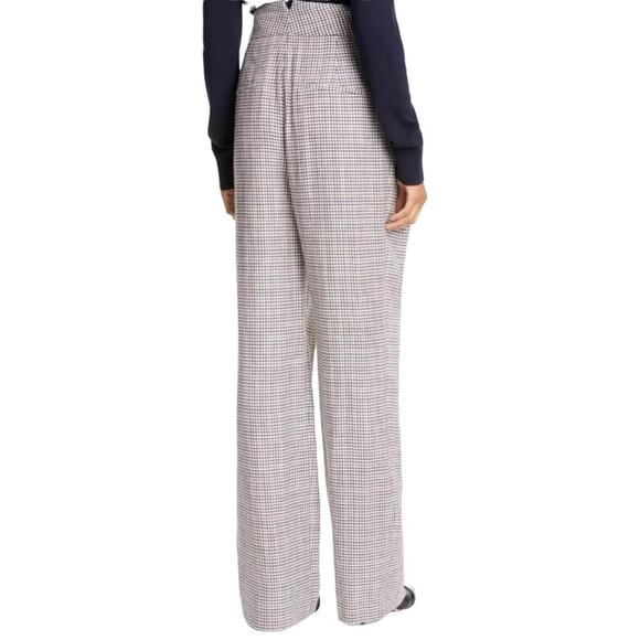 Adam Lippes Silk Linen Wide Leg Plaid Check Pant Trousers 6 Retails $1290 New - Picture 2 of 9